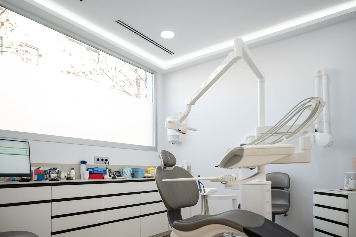 Modern dentist office with dental chair