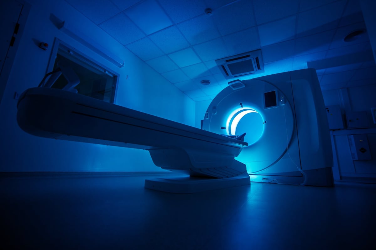 Modern MRI machine in medical clinic